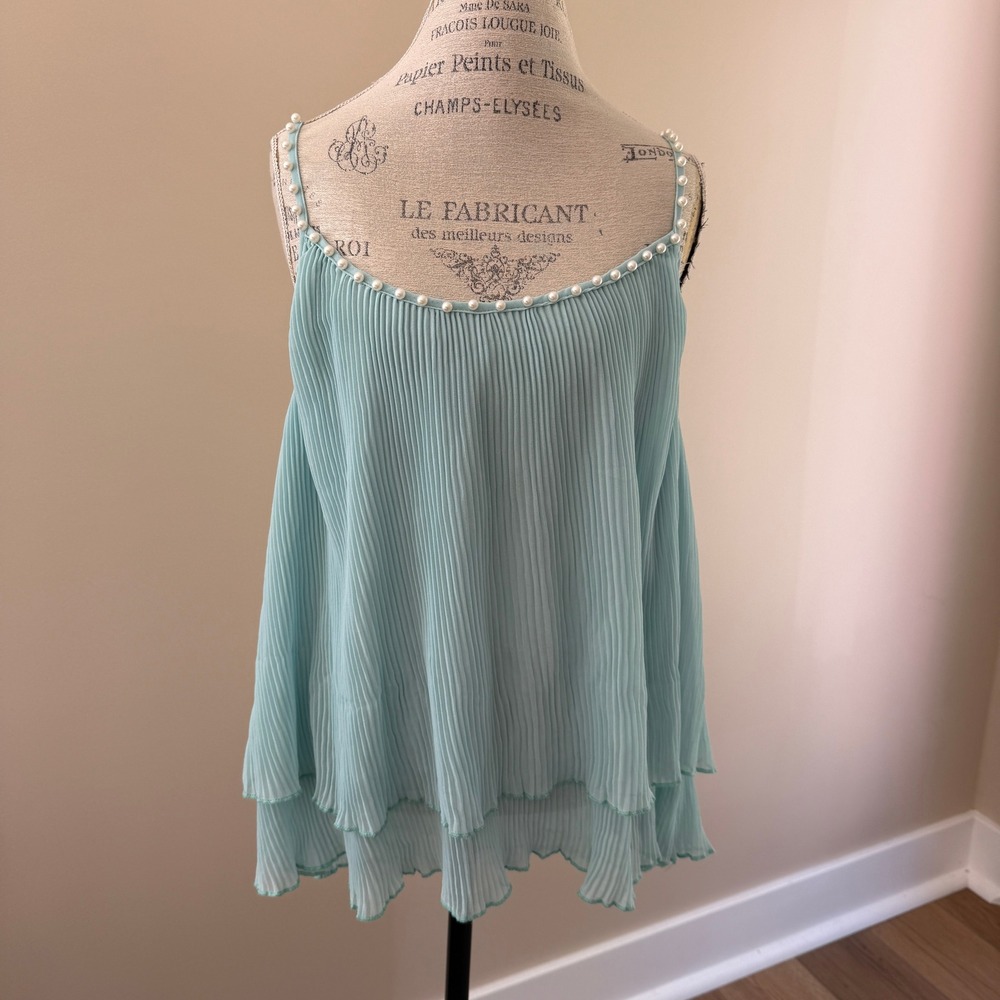 CHICME‎ Women's Pearl Accented Mint Tank Size XXL